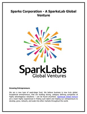 Sparks Corporation - A SparksLab Global Venture