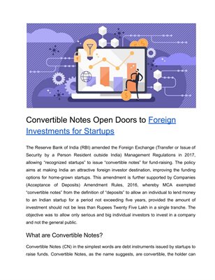 Convertible Notes Open Doors to Foreign Investments for Start-ups