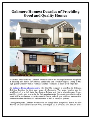 Oakmere Homes: Decades of Providing Good and Quality Homes