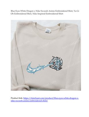 Blue Eyes White Dragon x Nike Swoosh Anime Embroidered Shirt