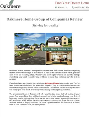 Oakmere Home Group of Companies Review: Striving for quality