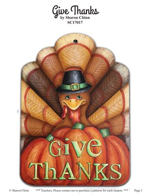 Give Thanks Turkey Painting Pattern Tutorial by Sharon Chinn SC17017
