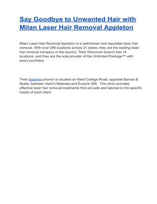 Milan Laser Hair Removal Appleton