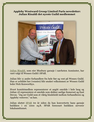 Appleby Westward Group Limited Paris newsletter: Julian Rinaldi det nyeste Guild medlemmet