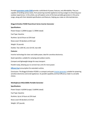 Best Portable Generators