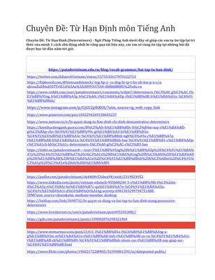 Bài tập trắc nghiệm Tiếng Anh trực tuyến chuyên đề Determiners