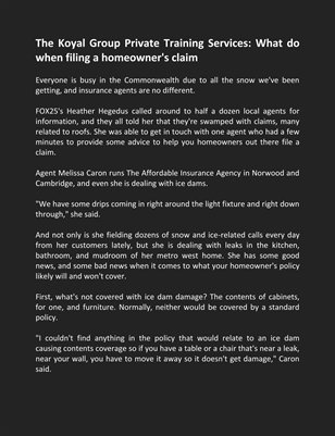 The Koyal Group Private Training Services: What do when filing a homeowner's claim