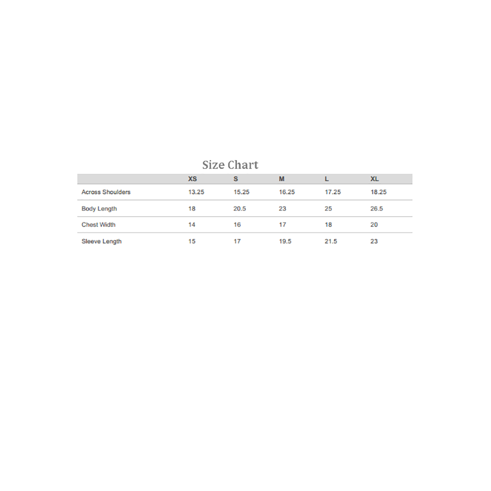 Youth Hoodie Size Chart