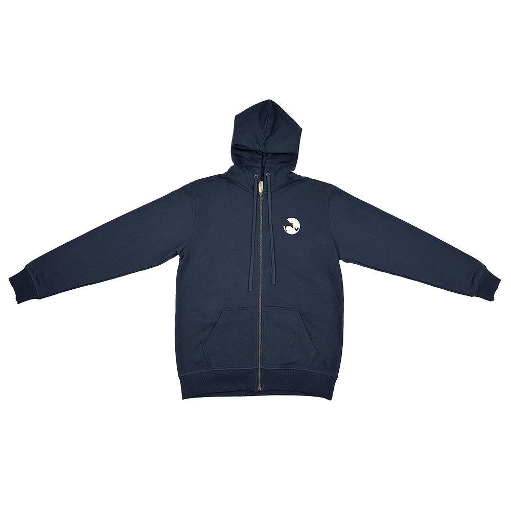 Navy Zip Logo Hoodie 