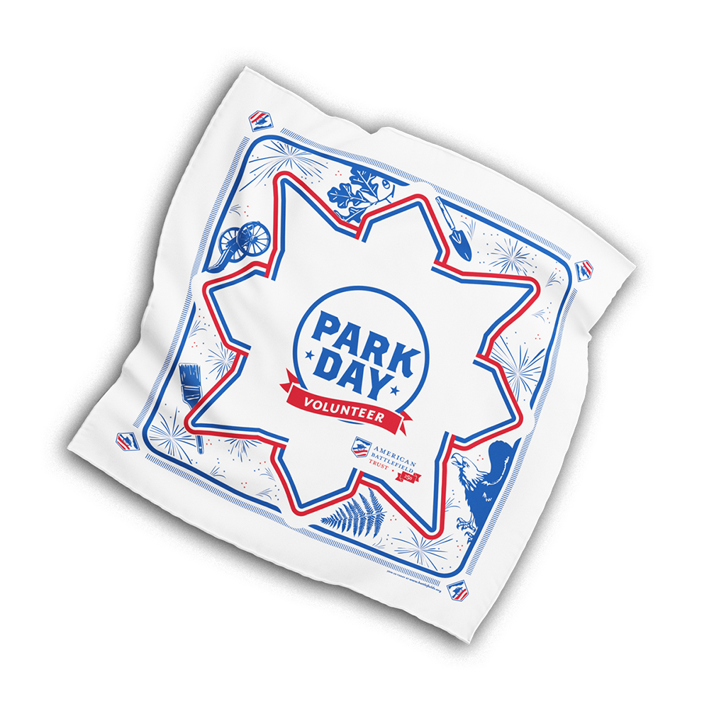 White Bandana with the text "Park Day Volunteer" and the ABT Logo