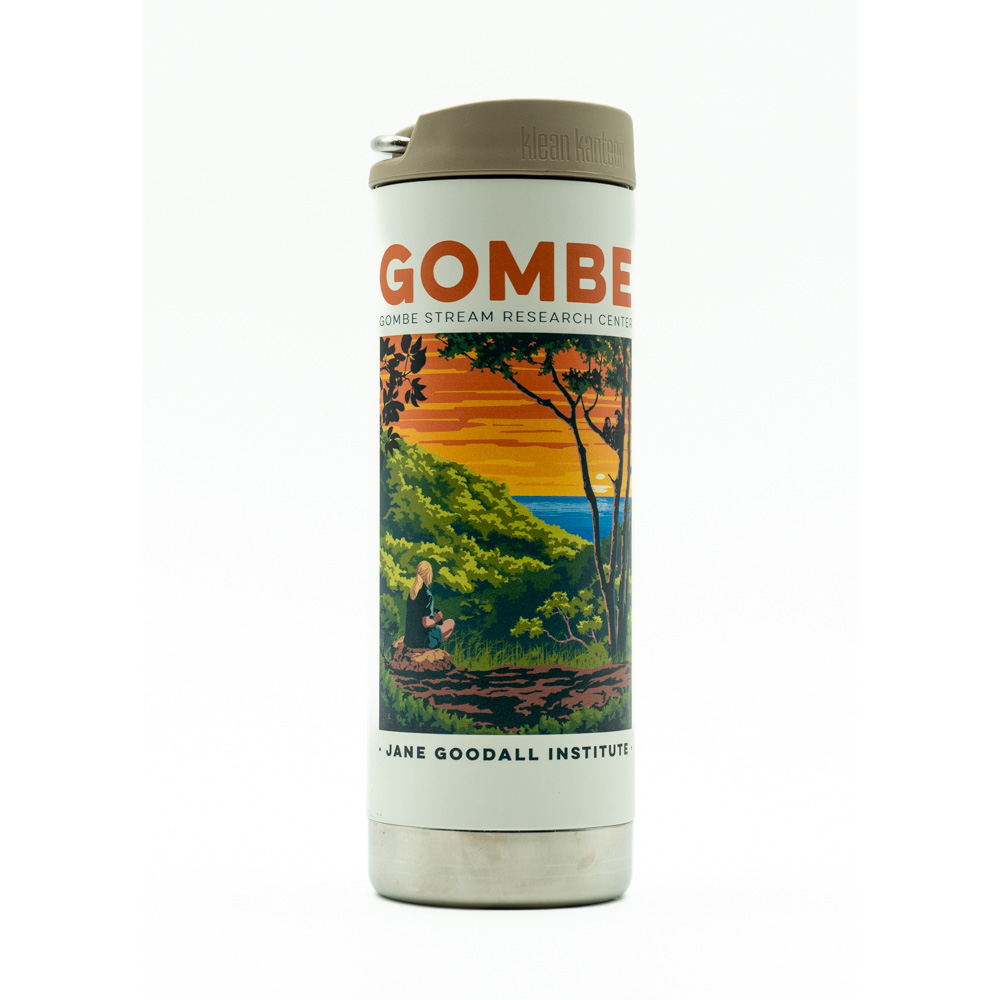 Gombe Vintage Travel Poster Insulated Coffee Tumbler – White (20 oz) 