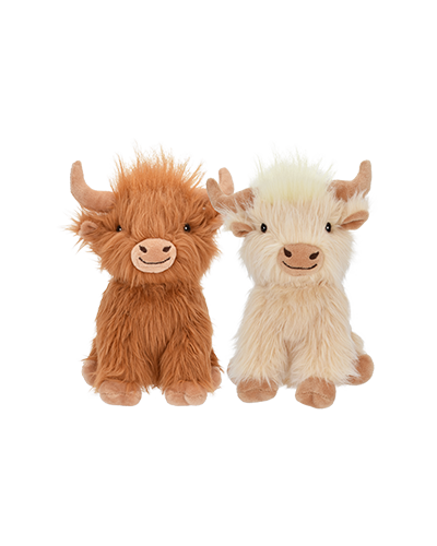 Picture of Multipet Shaggy Highland Cow Brown or Creme - 8 in Dog Toy