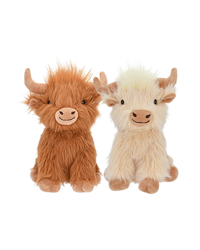 Picture of Multipet Shaggy Highland Cow Brown or Creme - 14 in Dog Toy