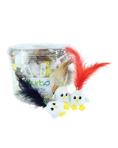 Picture of Coastal Turbo Chicken Egg with Feathers - Single Cat Toy