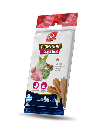 Picture of Farmina N&D Digestion Dental Treat with Lamb, Quinoa, Fennel, Mint, and Artichoke Mini - 2.1 oz Dog Treat