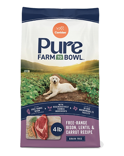 Picture of Canidae Grain Free Pure Farm to Bowl Free Range Bison, Lentil and Carrot - 4 lb Dry Dog Food