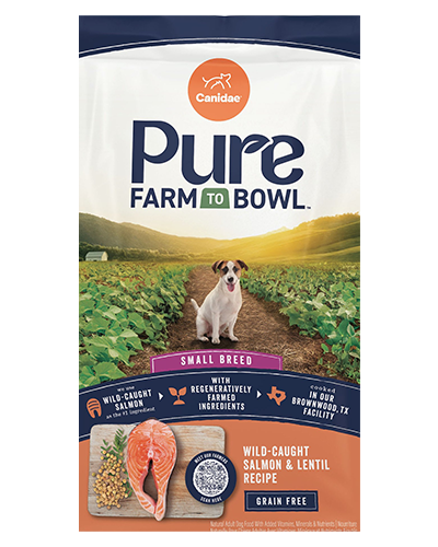 Picture of Canidae Grain Free Pure Farm to Bowl Wild Caught Salmon and Lentil Small Breed Recipe - 4 lb Dry Dog Food