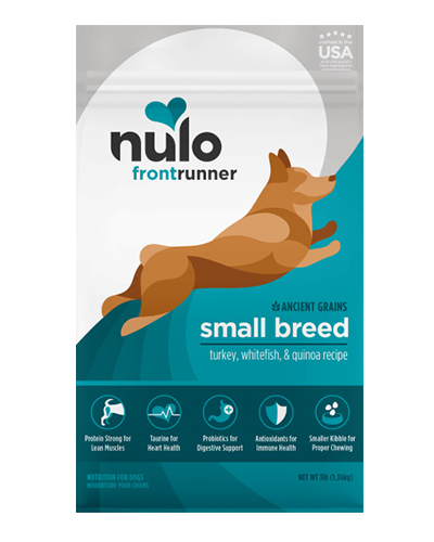 Picture of Nulo Frontrunner Ancient Grain Kibble Small Breed Turkey, Whitefish & Quinoa Recipe 3 lb