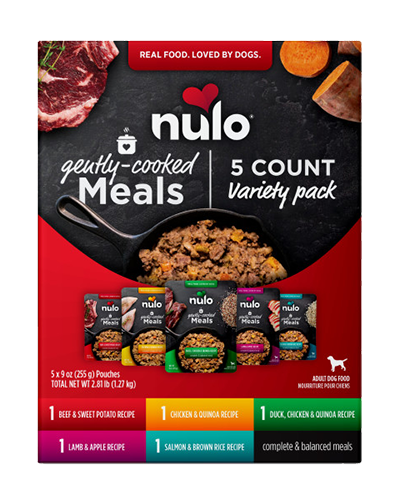 Picture of Nulo Gently-Cooked Meals Variety Pack with Beef, Duck, Lamb, Chicken, Salmon for Dogs 9 oz