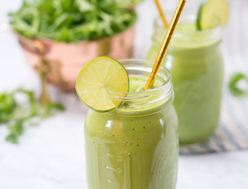 Pineapple Arugula Cilantro Green Smoothie