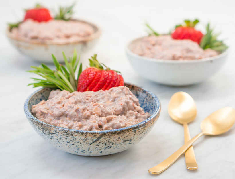 Strawberry Rosemary Overnight Chia Oatmeal
