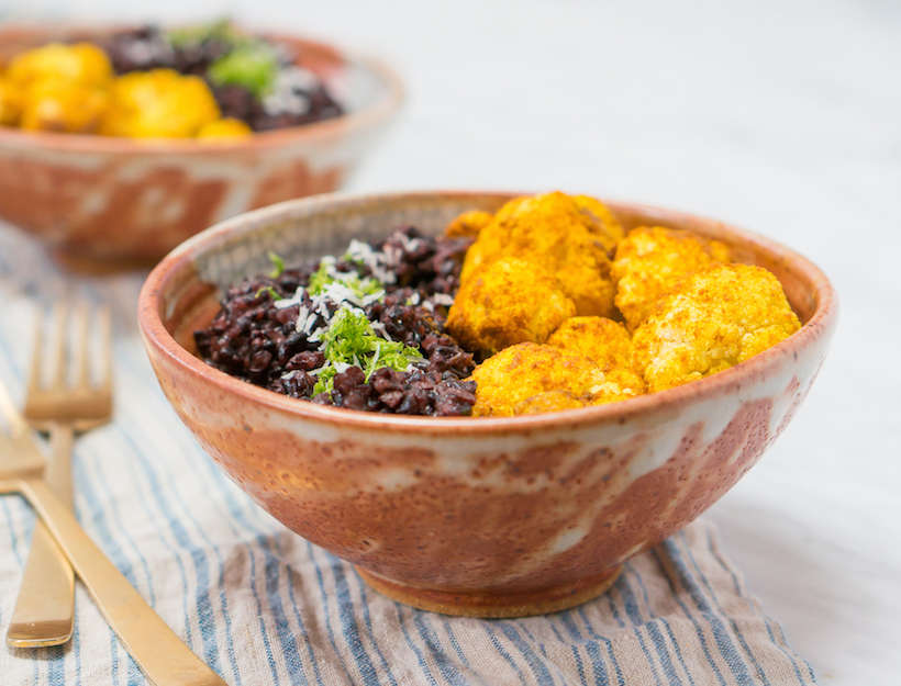 Turmeric-Roasted Cauliflower with Coconut Lime Forbidden Rice