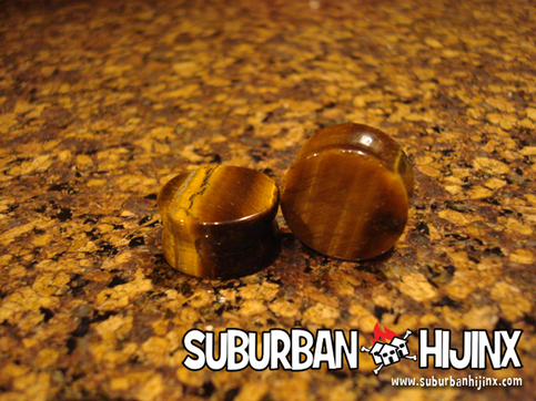 Tiger's Eye Saddle Plug (Semi Precious Stone)