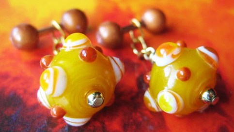 Lemon & Orange Fizz Bombs: Beaded Cufflinks
