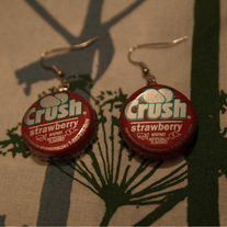 Strawberry Crush Bottle Cap Earrings