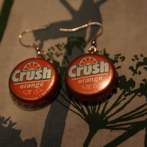Orange Crush Bottle Cap Earrings