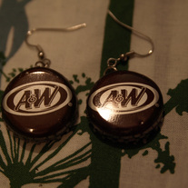 A&W Root Beer Bottle Cap Earrings