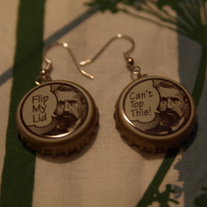 Henry Weinhard's Root Beer Bottle Cap Earrings