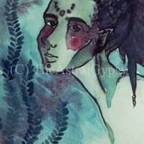 BLUE WEEDS small fantasy art print 5 x 7