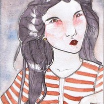 SWIMSUIT GEISHA 2.3 x 3.5 ACEO original artwork art card