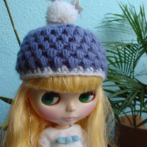 blue puff hat