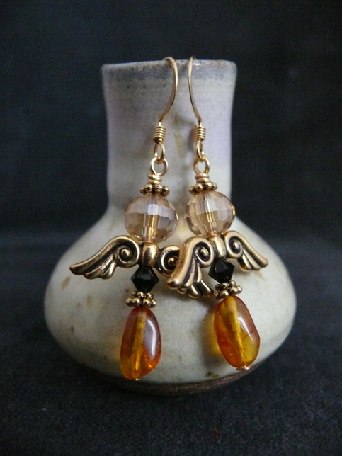 Amber angel earrings 