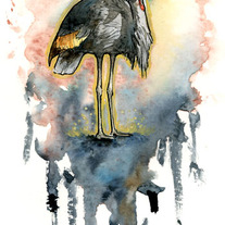 "Crowned" Ink, Watercolor, and Acrylic Painting