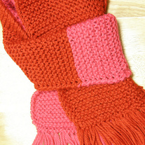 Bi-color Hand-knit Scarf