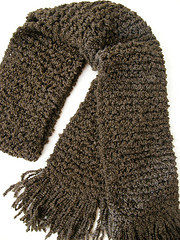 Chocolate Hand-knit Bouclé Scarf
