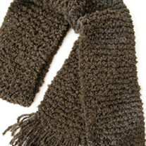 Chocolate Hand-knit Bouclé Scarf