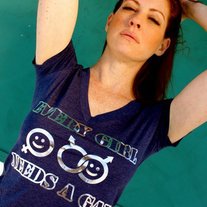 Every Girl Needs A Gay Blue Metallic Logo Tee