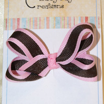 Pink & Brown Striped Bow