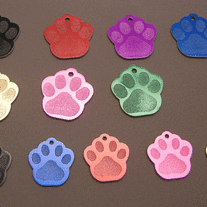 Pet Id Tag Black Large Paw Print
