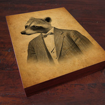 Raccoon in a Suit Portrait - Wood Block Print