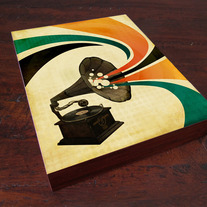 The Gramophone Wood Block Print