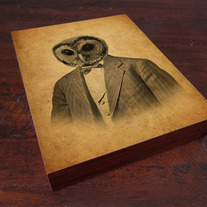 Owl in a Suit Portrait - Wood Block Print
