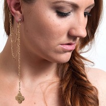 Gold Long Chain Ear Cuff Earring 