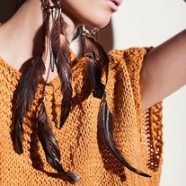 Extra Long Feather and Chain Earrings