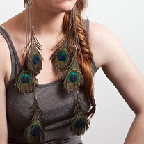 Extra Long Peacock Feather Earrings