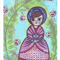 Pinky--- Mixed Media Original Folk Art---PRINT (81/2 x 11) by Hilary Blackwood